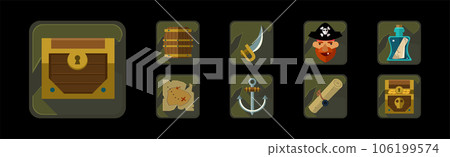 Pirate Icons and Web Game Object Frames Vector Set Pirate Icons and Web Game Object Frames Vector Set 106199574