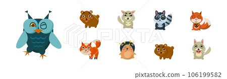 Cute Forest Animal with Pretty Snout Vector Set 106199582