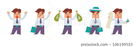 Office Worker Man Character in Formal Suit Vector Set 106199583