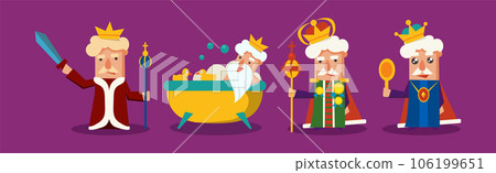 Funny King Character with Beard and Crown Engaged in Different Activity Vector Set Funny King Character with Beard and Crown Engaged in Different Activity Vector Set 106199651