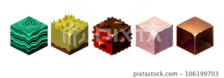 Game Blocks and Cubes of Different Material Vector Set 106199703
