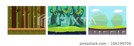 Mobile Game Horizontal Backgrounds and Scenery Vector Set 106199709