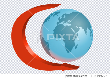 Business 3d red arrow, planet Earth on transparent Business 3d red arrow, planet Earth on transparent 106199726