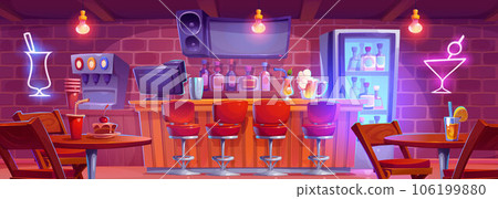 Bar counter interior vector cartoon illustration Bar counter interior vector cartoon illustration 106199880
