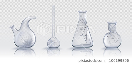 Broken glass laboratory chemical measuring flasks Broken glass laboratory chemical measuring flasks 106199896
