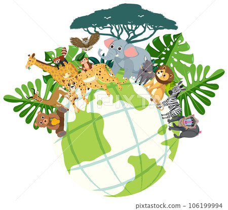 Animals standing on earth planet 106199994
