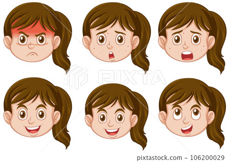 Puberty girl different facial expression collection Puberty girl different facial expression collection 106200029