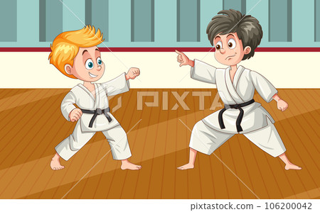 Boys at taekwondo fight Boys at taekwondo fight 106200042