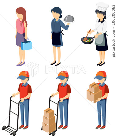 Set of isometric delivery men and women Set of isometric delivery men and women 106200062