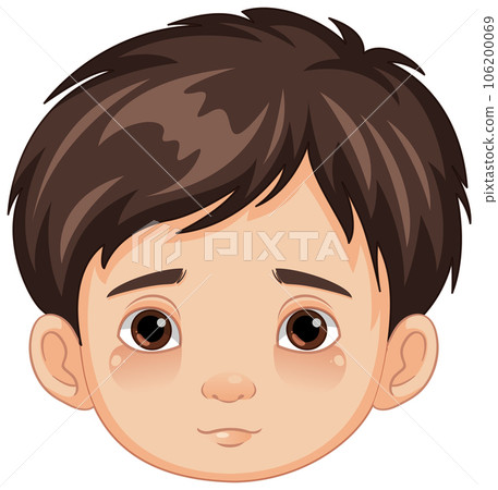 Cartoon Boy with Neutral Expression 106200069