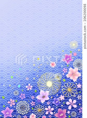 Floral Japanese pattern background Seigaiha Floral Japanese pattern background Seigaiha 106200098
