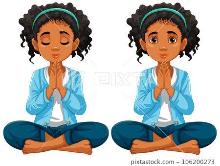 Curly-haired Woman Praying and Meditating Curly-haired Woman Praying and Meditating 106200273