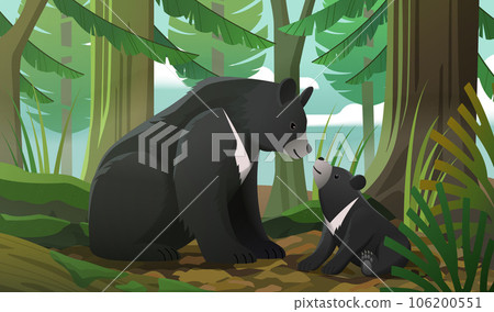 Lovely black bear mom and cub Lovely black bear mom and cub 106200551
