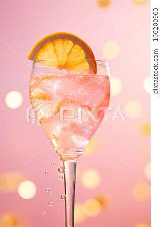 Alcohol cocktail drink in cocktail glass on pink background Alcohol cocktail drink in cocktail glass on pink background 106200903
