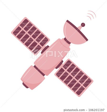 Vector illustration of a space station in a cartoon style. Isolated on a white background 106201197