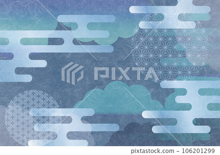 藍色日本紙上美麗的傳統日本圖案 106201299