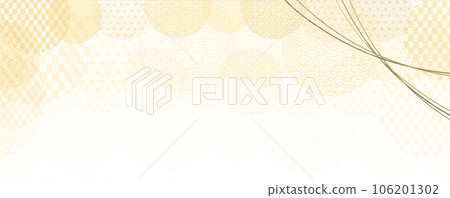 傳統日本圖案和金色慶祝繩日本紙風格材料 106201302