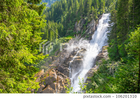 Krimml Waterfalls on sunny summer day. High Tauern National Park, Austrian Alps, Austria 106201310