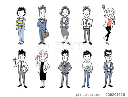 Vector illustration material: business person, man and woman, set 106201626