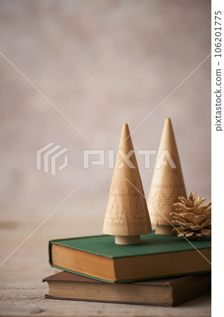 Tabletop Christmas tree and foreign books Christmas image Tabletop Christmas tree and foreign books Christmas image 106201775