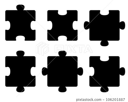 Set of 6 puzzle pieces black 106201887