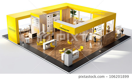 Commercial stand in an exhibition hall or a large professional salon ready to receive brands and advertisements Commercial stand in an exhibition hall or a large professional salon ready to receive brands and advertisements 106201899