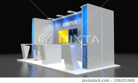 Commercial stand in an exhibition hall or a large professional salon ready to receive brands and advertisements 106201900