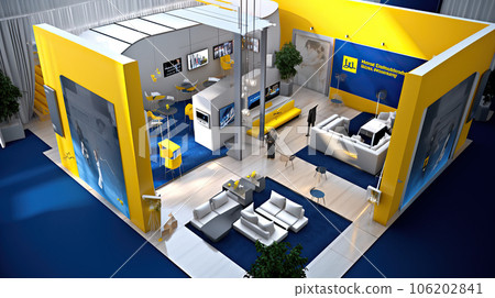 Commercial stand in an exhibition hall or a large professional salon ready to receive brands and advertisements Commercial stand in an exhibition hall or a large professional salon ready to receive brands and advertisements 106202841