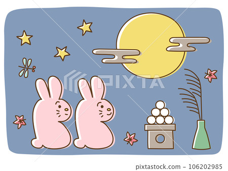 Moon viewing illustration: Rabbit watching the moon 106202985