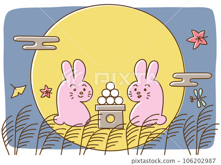 Full moon and rabbit moon viewing illustration 106202987