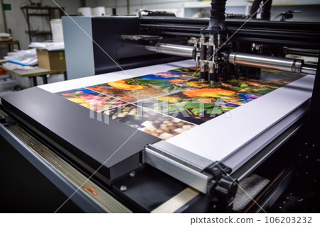 Large format printing machine in operation. Industry 106203232