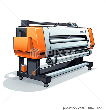 Large format printing machine on white background. Industry 106203270