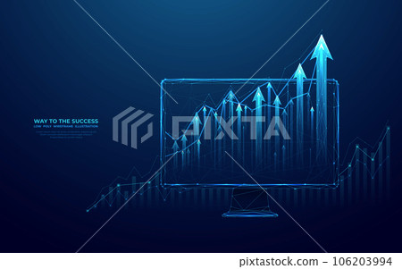 Growing graph chart on a computer monitor screen. Finance growth Growing graph chart on a computer monitor screen. Finance growth 106203994