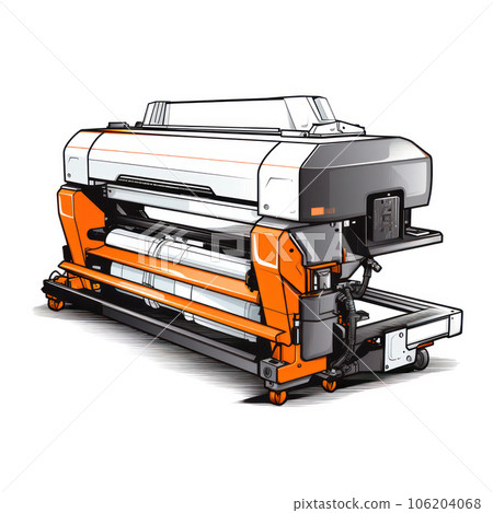 Large format printing machine on white background. Industry 106204068