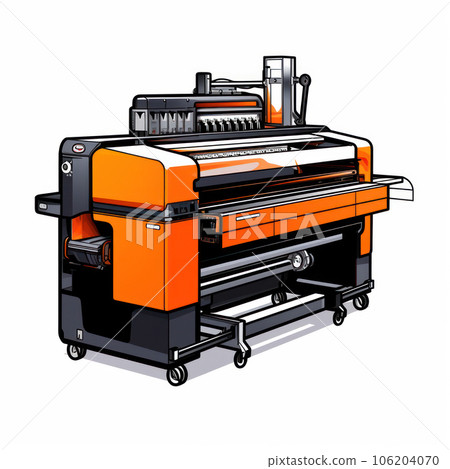 Large format printing machine on white background. Industry 106204070