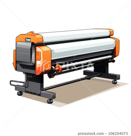 Large format printing machine on white background. Industry 106204073
