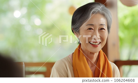 老人微笑著，日本女性微笑著健康的人工智能生成圖像 106204608