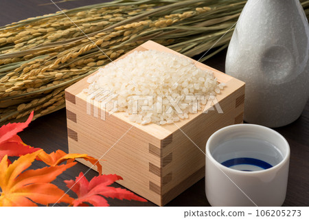 rice and sake. Image of new rice and new sake 106205273