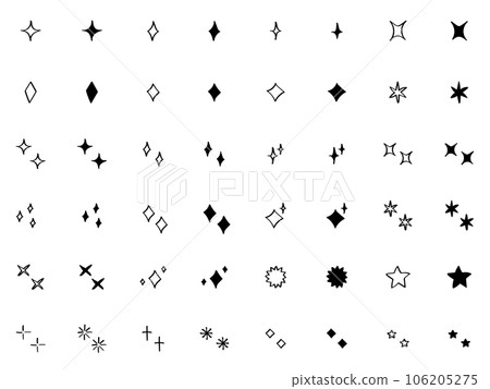 Hand drawn vector glitter and star set Cute black and white black Hand drawn vector 106205275