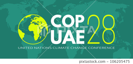 COP28 UAE. International climate summit banner 106205475