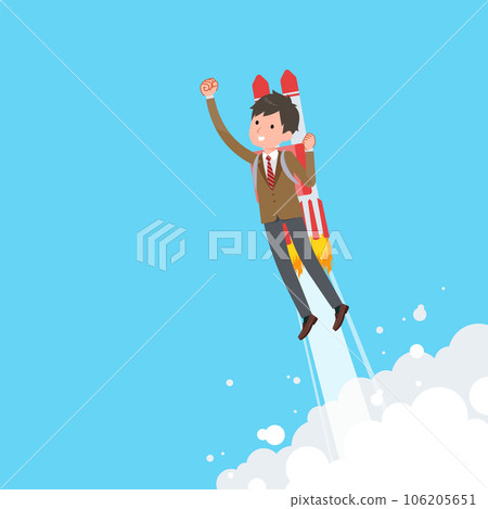 一群西裝革履的男生乘坐火箭噴氣式飛機起飛 一群西裝革履的男生乘坐火箭噴氣式飛機起飛 106205651