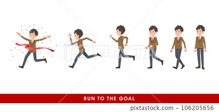 A set of blazer male students who start running 106205656