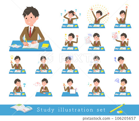 一組正在學習的西裝外套男學生 106205657
