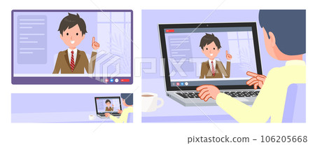 一組進行視頻聊天的西裝外套男生 106205668