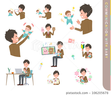 Set of blazer male student communicating with baby 106205678