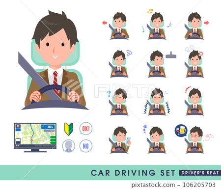 Set of blazer male student driving a car 106205703