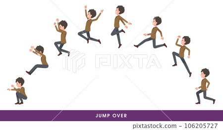 A set of blazer male students jumping over 106205727