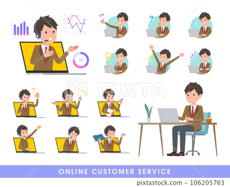 Set of blazer male students serving customers online Set of blazer male students serving customers online 106205763