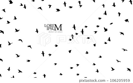 Flying birds silhouette flock. Vector illustration Flying birds silhouette flock. Vector illustration 106205959