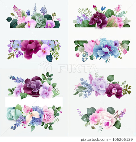 botanical design with flowers and leaves 106206129